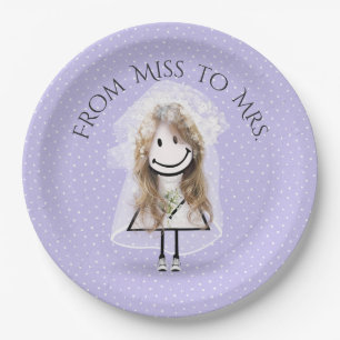 Bride Stick Girl with Sneakers on Dots Paper Plate