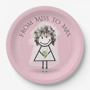 Bride Stick Girl with Sneakers on Dots Paper Plate