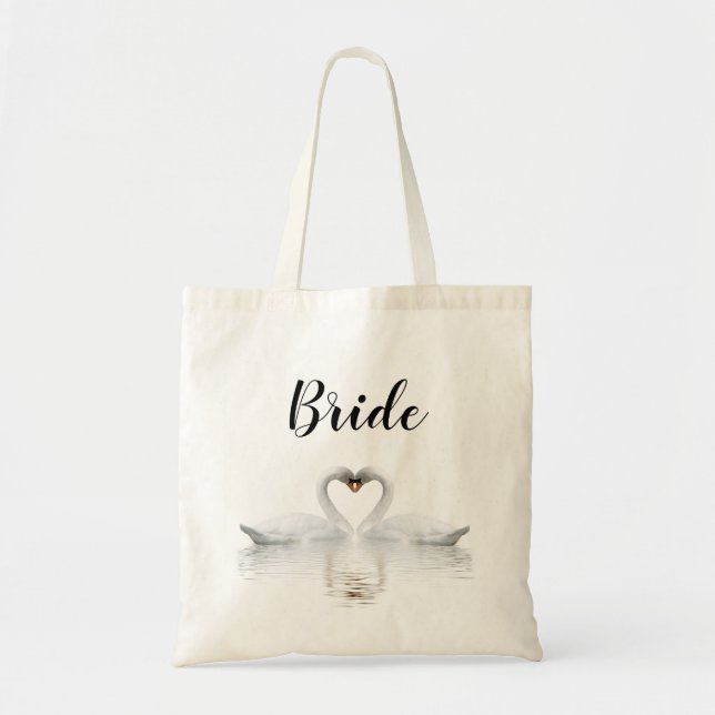 Bride swan couple elegant wedding tote bag (Front)