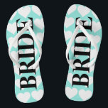 BRIDE Teal Blue Wedding Bridal Party Bride Thongs<br><div class="desc">Put a smile on her face when she receives these fun flip flops, be sure to give her the matching bag, she will love this fabulous gift! Look for coordinating groom flip flops, it makes the perfect Jack and Jill party gift set! All part of the BRIDE & CO. collection....</div>
