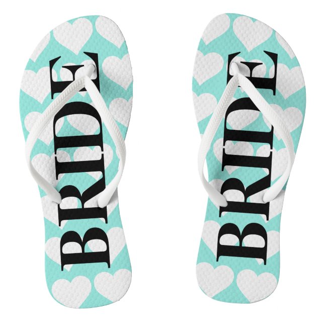 BRIDE Teal Blue Wedding Bridal Party Bride Thongs (Footbed)