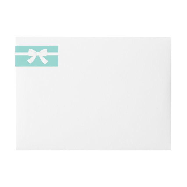 BRIDE Teal Blue White Bow Address Envelope  Wrap Around Label (Front)