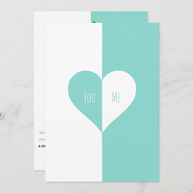 BRIDE Teal Blue You & Me Wedding Suite Party Invitation (Front/Back)
