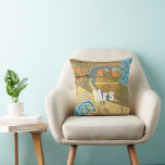 Bride Teal Yellow Coral & Olive Peacock Birdcage Cushion<br><div class="desc">You Can Personalise this Whimsical Teal Yellow Coral Tangerine Tango & Olive Vintage Art Deco Art Nouveau Love Bird Peacock Birdcage Pillow to say anything you like or use the existing Mrs. for the Bride (wedding) or Wife (wedding anniversary) or Buy 2 one for Mr. and one for Mrs. The...</div>