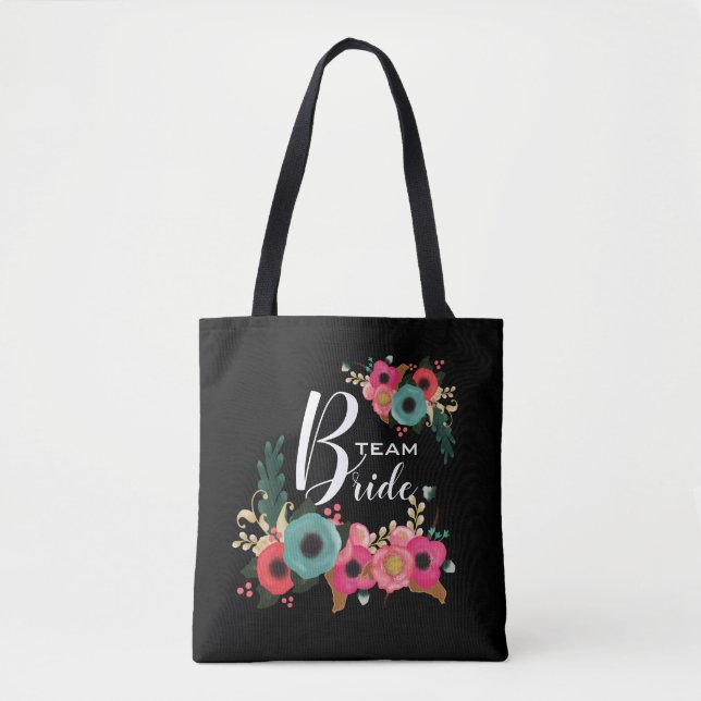 Bride Team. Bridesmaid Wedding Gift Tote Bag (Front)