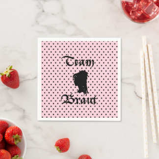 Bride Team Text with Pink Dots Napkin