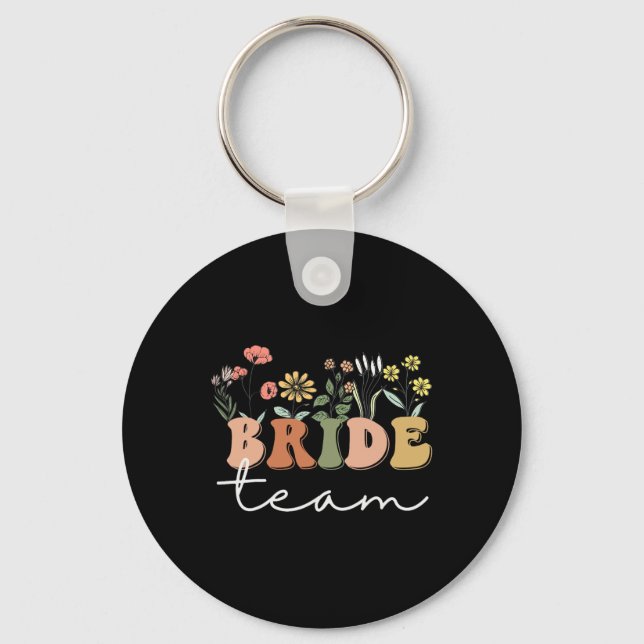 Bride Team Wedding Bride Wildflower Bachelorette P Key Ring (Front)