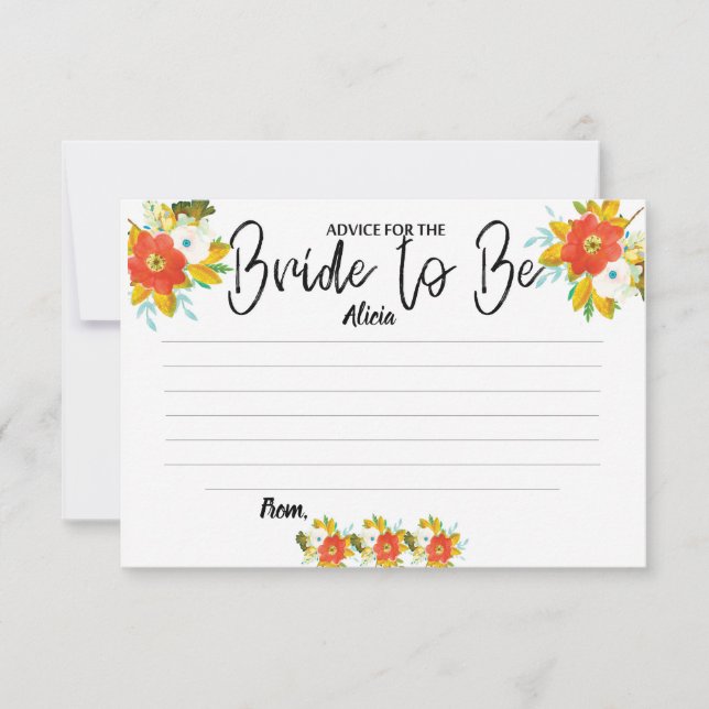Bride to Be Advice Cards Bridal Shower Games (Front)