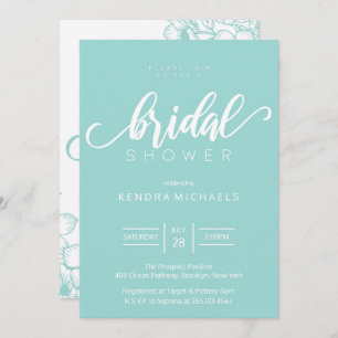 Bride To Be, Aqua Blue Bridal Shower Invitations