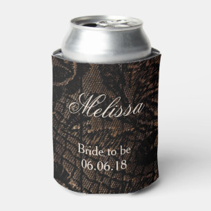 Bride to Be Black Faux Lace Can Cooler