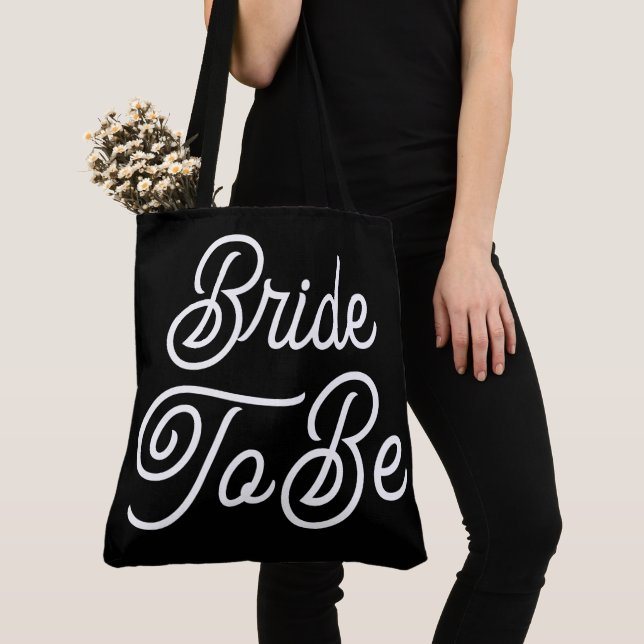 Bride To Be Black White Tote Bag Minimal Neutral (Close Up)