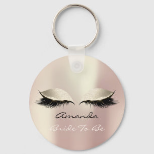 Bride To Be Blush Ivory Girly Makeup Lashes Name Key Ring