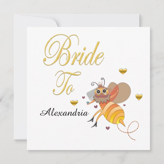 Bride To Be Bridal Personalise Flat Card (Front)