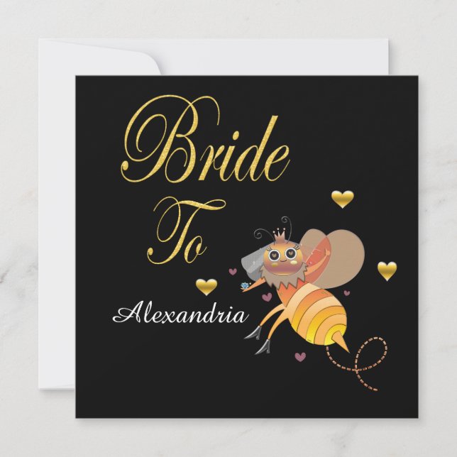 Bride To Be Bridal Personalise Flat Card (Front)
