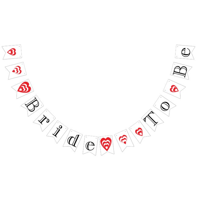 BRIDE TO BE Bridal Shower Decor: Black, White, Red Bunting (All)