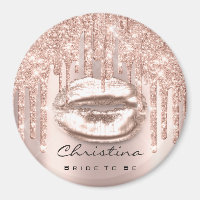 Bride To Be Bridal Shower Kiss Lips Glitter Rose