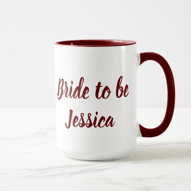 Bride to be Burgundy Elegant Script Gifts Weddings Mug (Right)