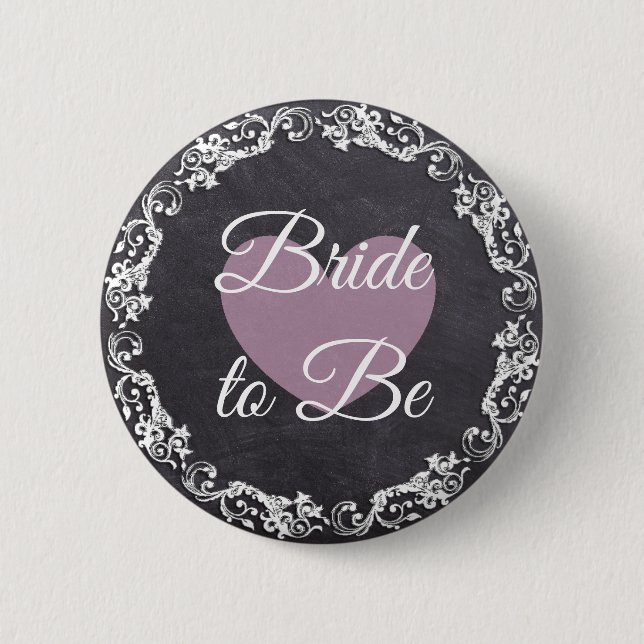 Bride to Be Chalkboard Style Bachelorette Party 6 Cm Round Badge (Front)