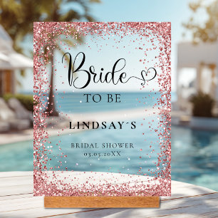 BRIDE TO BE! Copper Glitter Bridal Shower Acrylic Sign