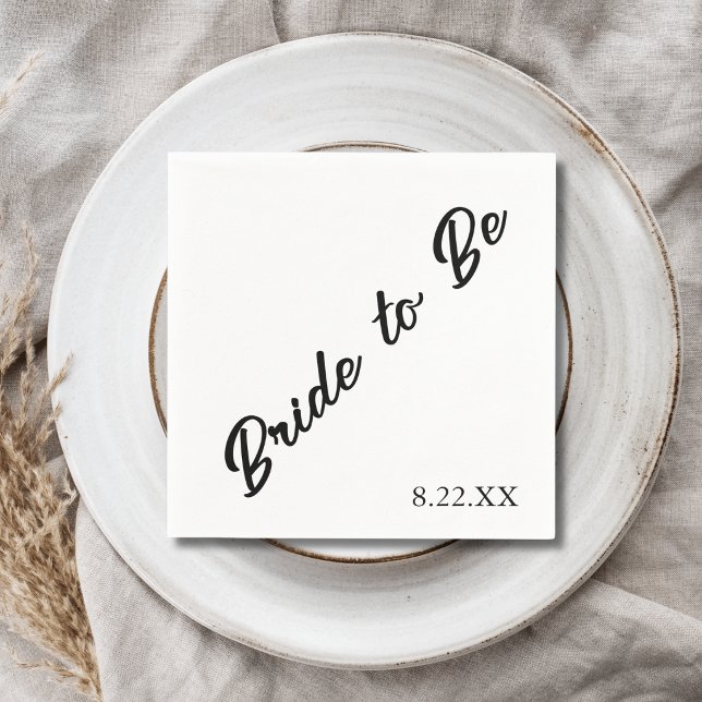 Bride to Be Custom Date Modern Wedding Napkin (Creator Uploaded)