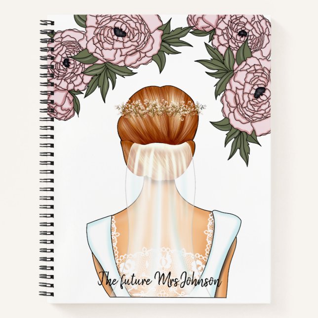 Bride to Be - Future Mrs. Notebook(Red Hair Bride) Notebook (Front)