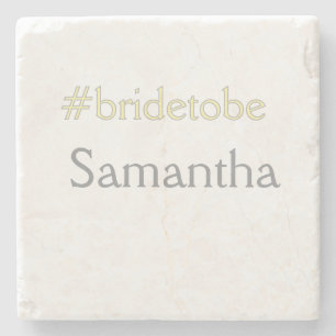 bride to be hashtag bachelorette party bridal show stone coaster