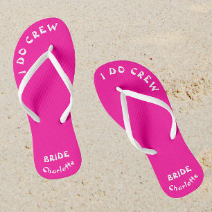 Bride To Be I Do Crew Neon Pink Thongs