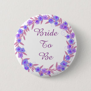 Bride to Be Lavender Floral Wreath 6 Cm Round Badge