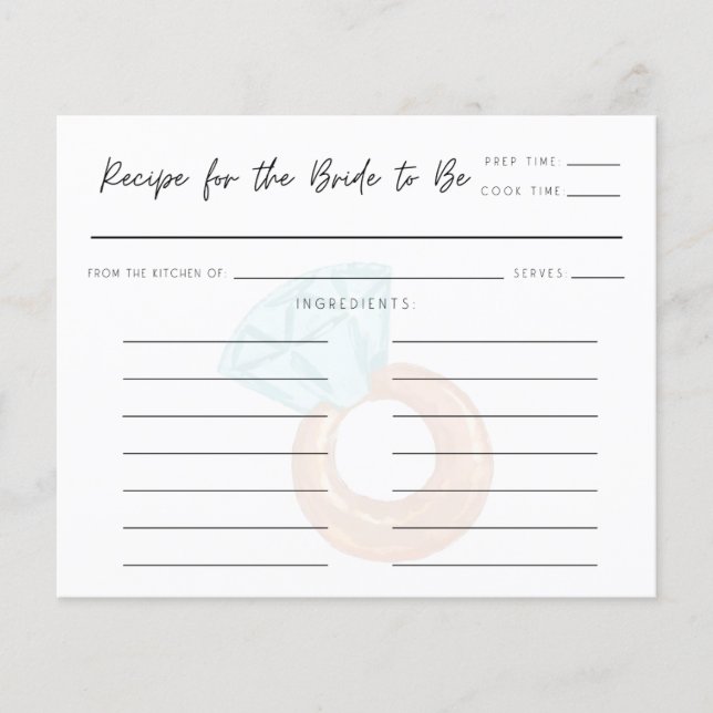 Bride-to-Be Minimalist Bridal Shower Recipe Card (Front)