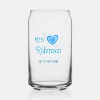 Bride to be Mrs add name date blue heart watercolo