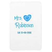 Bride to be Mrs add name date blue heart watercolo