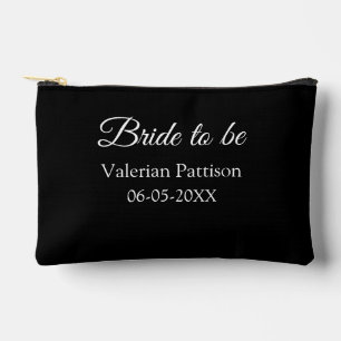 Bride to be name date black white bridal shower we accessory pouch