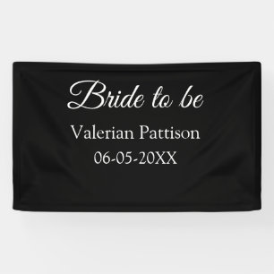 Bride to be name date black white bridal shower we banner