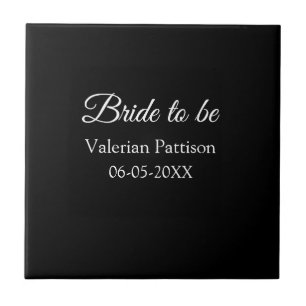 Bride to be name date black white bridal shower we ceramic tile