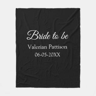 Bride to be name date black white bridal shower we fleece blanket