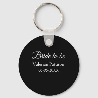 Bride to be name date black white bridal shower we key ring