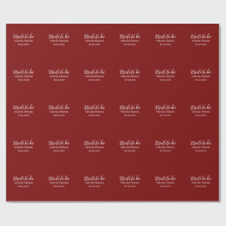 Bride to be name date mauve white bridal shower we wrapping paper