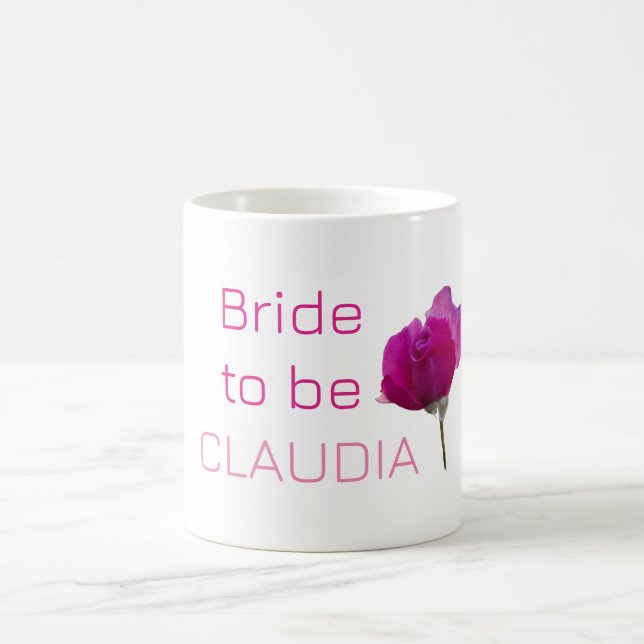 Bride to be Name pink rose Coffee Mug (Center)