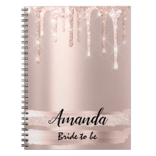 Bride To Be Name Rose Pink Sweet 16th Drips Rose Notebook