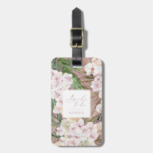 Bride to be pampas grass, orchid, tropical foliage luggage tag