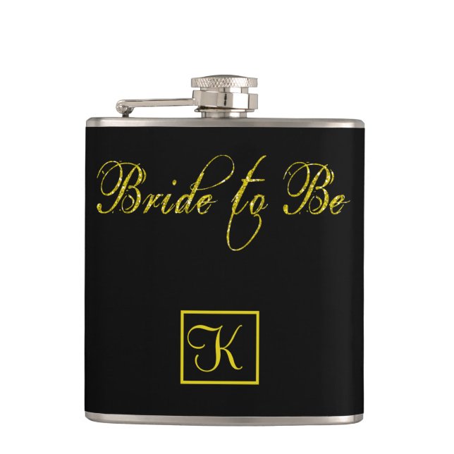 Bride To Be Personalise Monogram Engagement Party Hip Flask (Front)