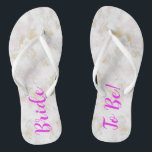 Bride To Be! Pink Gold Marble flip flops<br><div class="desc">A beautiful pink and gold marble flip flops for your bachelorette party or the rehearsal dinner or for the weekends girls trip away before your wedding. These would be great to personalise and give to all your bridesmaids as well, I created personalised ones on my DesignByLyn store for you to...</div>