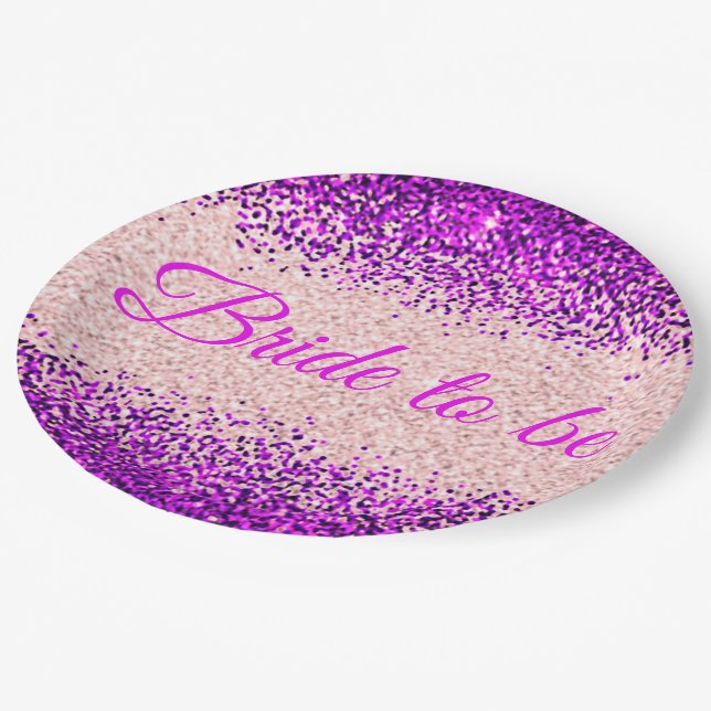 Bride to be Pink / Purple Paper Plate (Angled)
