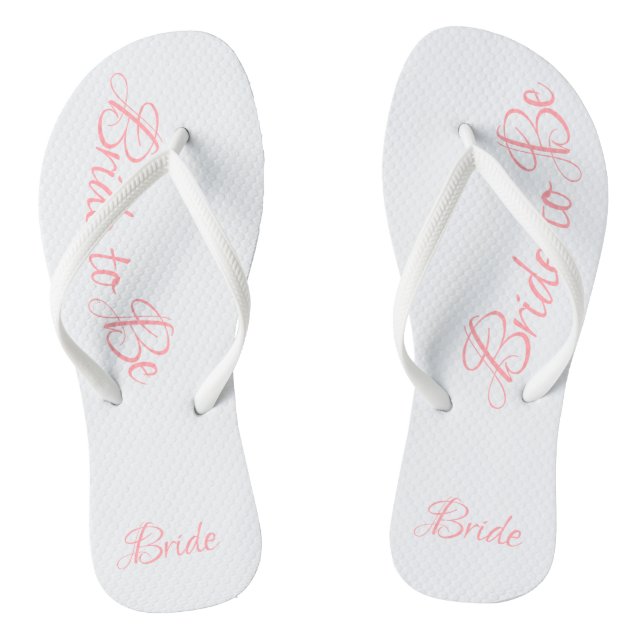 Bride to Be Pink Script Cute Wedding Thongs (Footbed)