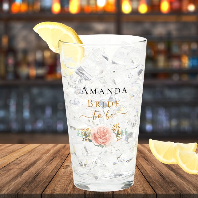 Bride to be rose gold floral eucalyptus greenery glass (Creator Uploaded)