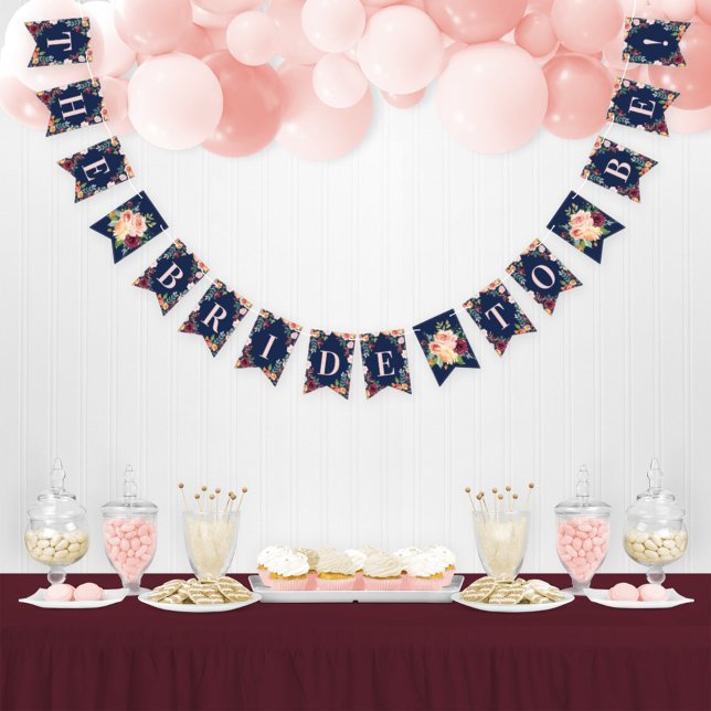Bride to Be Rustic Navy Fall Floral Bridal Shower Bunting (Creator Uploaded)