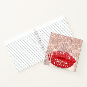Bride To Be Sweet 16th Red Princess Makeup Lips Notebook