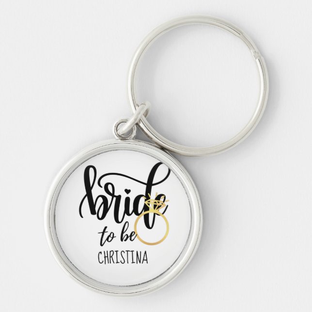 Bride to Be Wedding Bachelorette Bridal Shower Key Ring (Front)