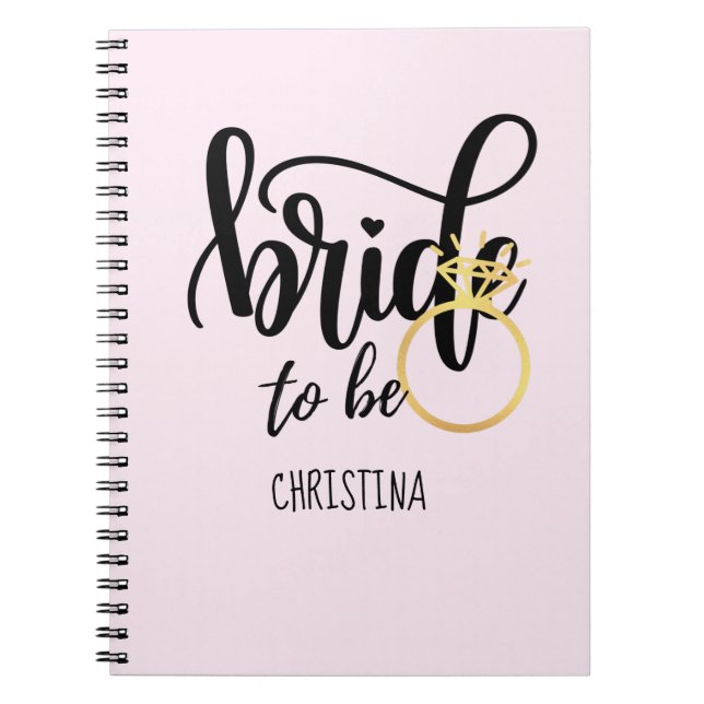 Bride to Be Wedding Bachelorette Bridal Shower Notebook (Front)