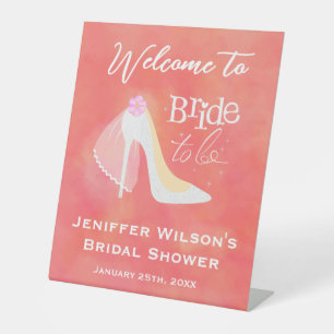 Bride To Be Wedding High Heel Bridal Shower Pedestal Sign